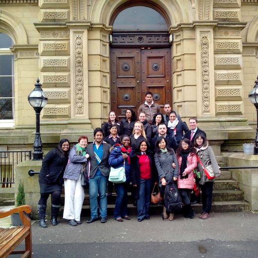 International student group, UK university campus