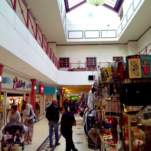 City shopping centre near campus, UK